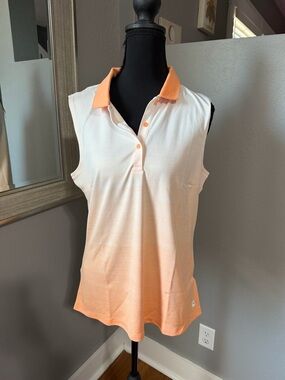NWT Puma Dry Cell Stripe Sleeveless Ombré Polo Athletic Golf Shirt Size Large.